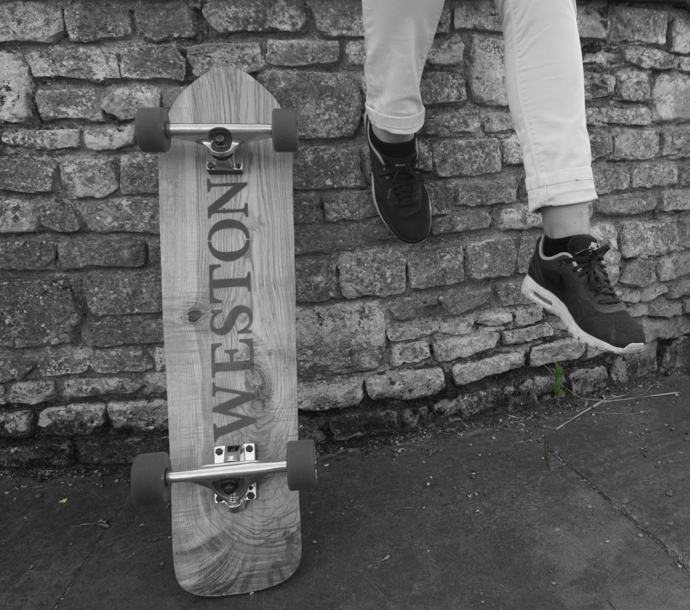 wooden handmade skateboard
